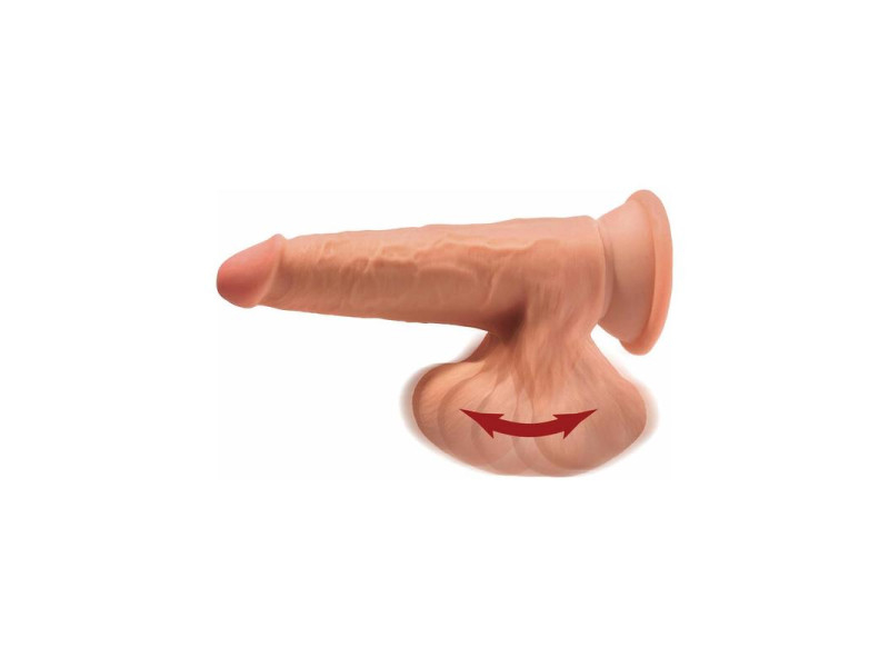 Dildo Triple Densidad Testiculos Oscilantes 7 Caramelo