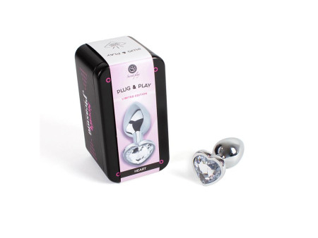 Plug Anal de Metal Corazon Transparente Talla S Plug Anal de Metal Corazon Transparente Talla S