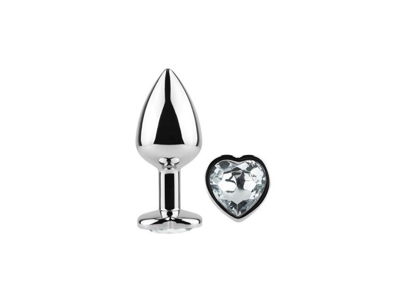 Plug Anal de Metal Corazon Transparente Talla S