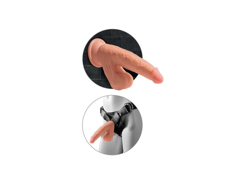 Dildo Triple Densidad Testiculos Oscilantes 7 Caramelo