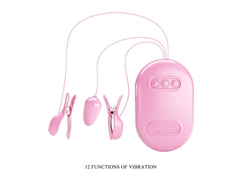 Surprise Box Huevo Vibrador y Pinzas para Pezones con Electro Estimulacion Rosa