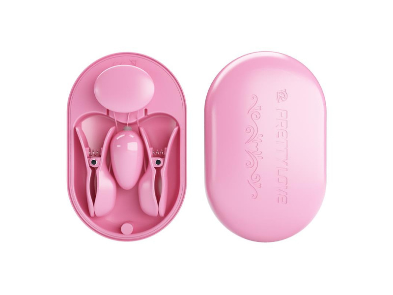 Surprise Box Huevo Vibrador y Pinzas para Pezones con Electro Estimulacion Rosa