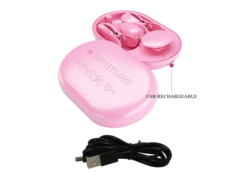 Surprise Box Huevo Vibrador y Pinzas para Pezones con Electro Estimulacion Rosa