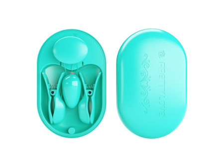Surprise Box Huevo Vibrador y Pinzas para Pezones con Electro Estimulacion Azul