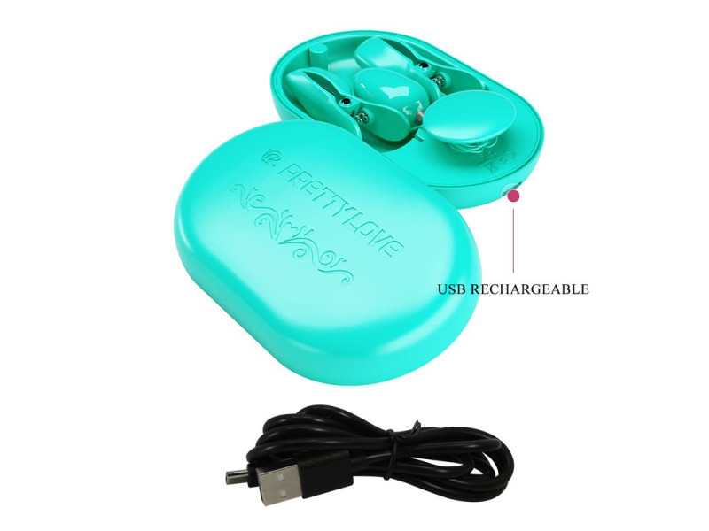 Surprise Box Huevo Vibrador y Pinzas para Pezones con Electro Estimulacion Azul