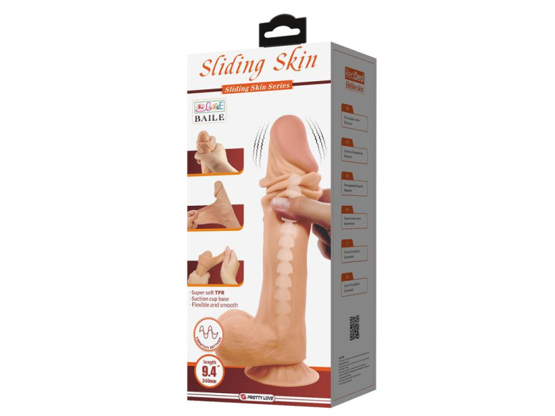 Dildo Realista Doble Densidad Piel Deslizante Retractil 24 cm
