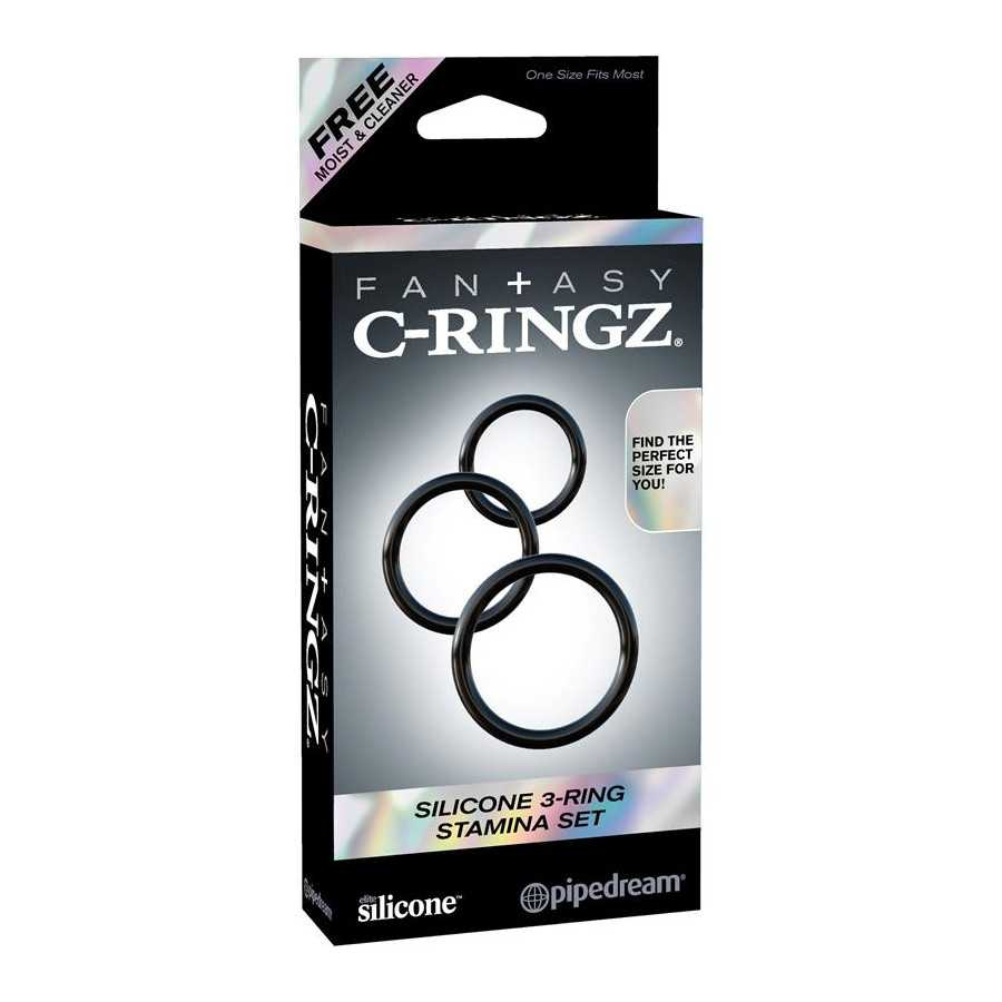 Fantasy C Ringz Set de 3 Anillos de Silicona Color Negro