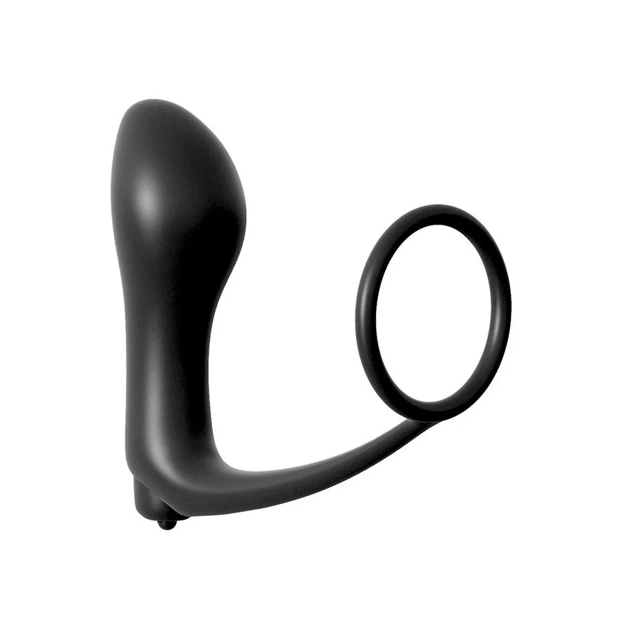 Plug Vibrador con Anillo Pene Color Negro