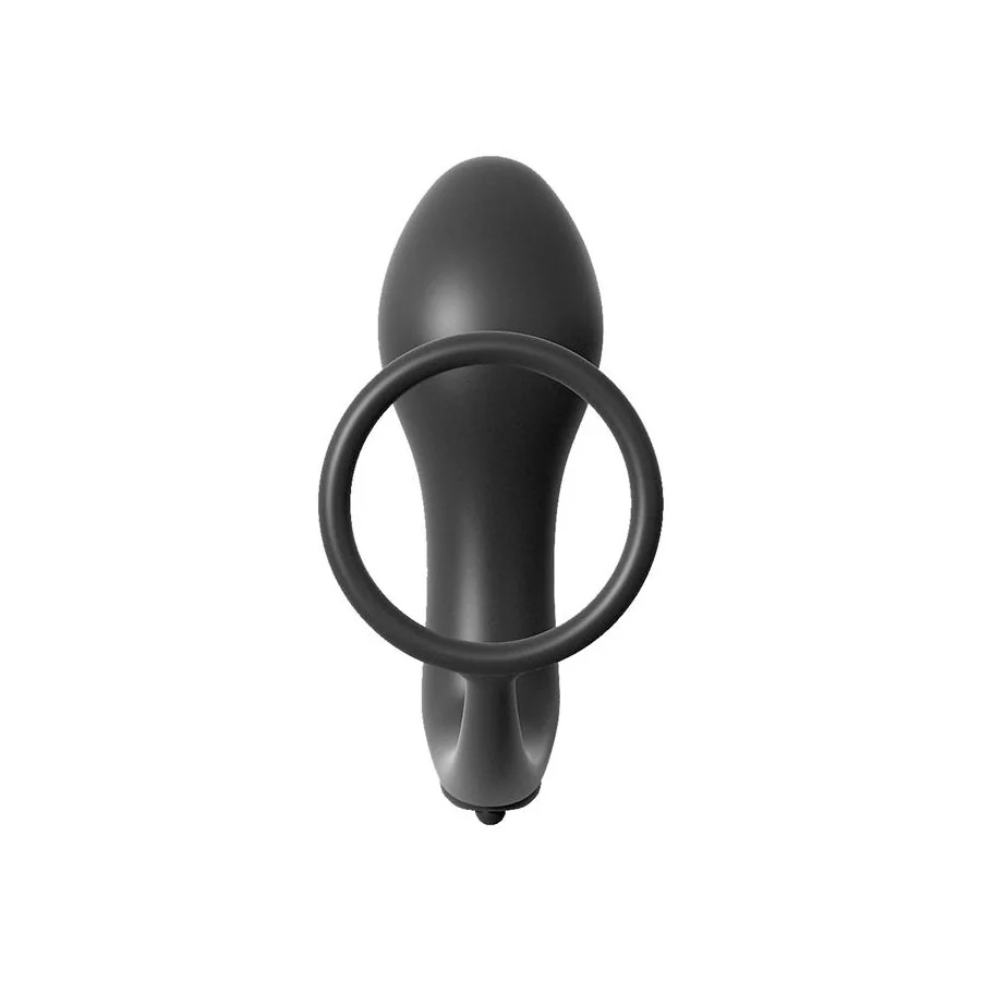 Plug Vibrador con Anillo Pene Color Negro