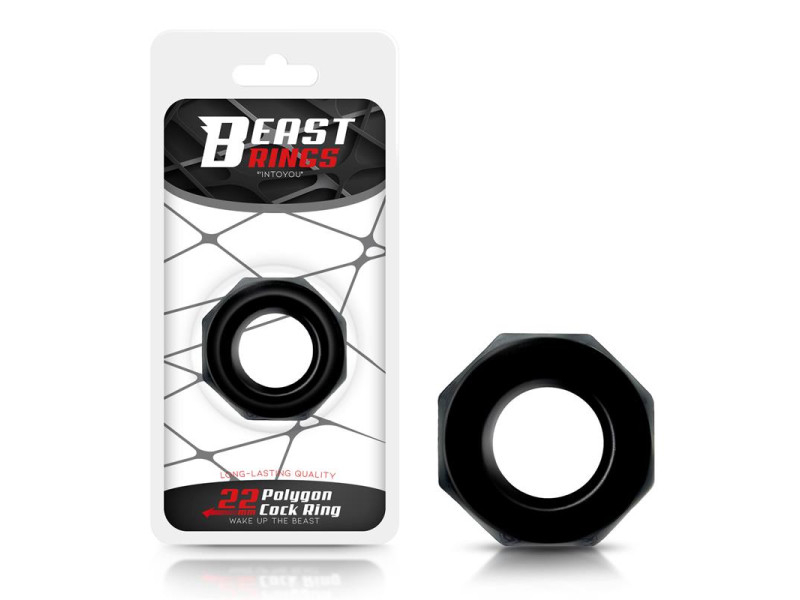 Anillo para el Pene Poligonal Super Flexible 22 cm Negro