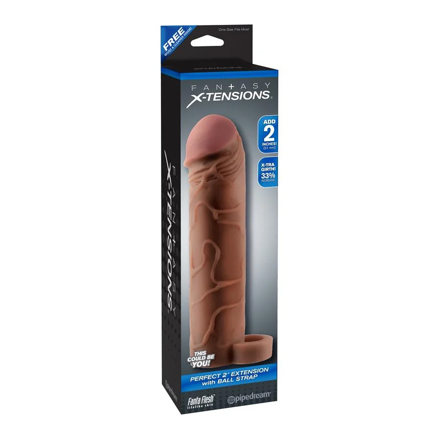 Fantasy X tensions Perfect 25 cm Extension de Pene con Anilla para Testiculos Color Marron