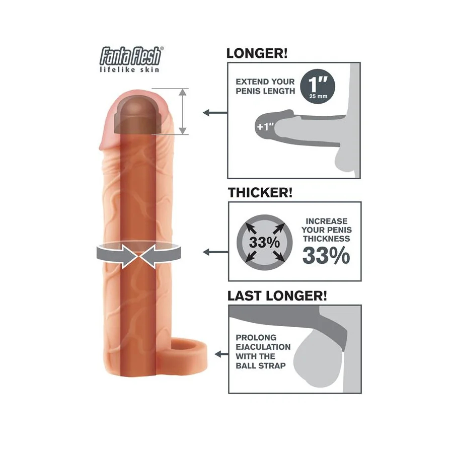 Fantasy X tensions Perfect 25 cm Extension de Pene con Anilla para Testiculos Color Natural