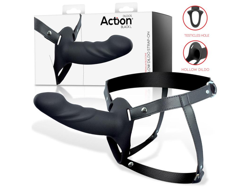 Arnes Strap on con Dildo Hueco Silicona Premium Talla L Negro