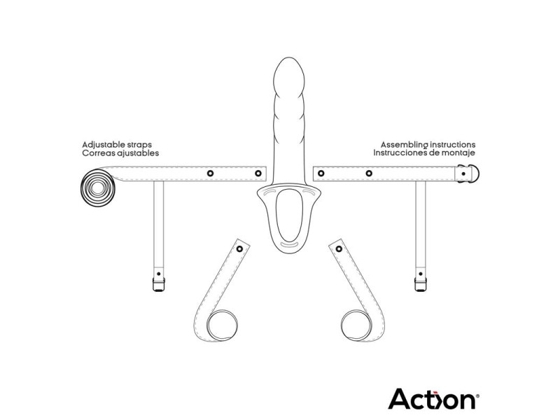 Arnes Strap on con Dildo Hueco Silicona Premium Talla L Negro