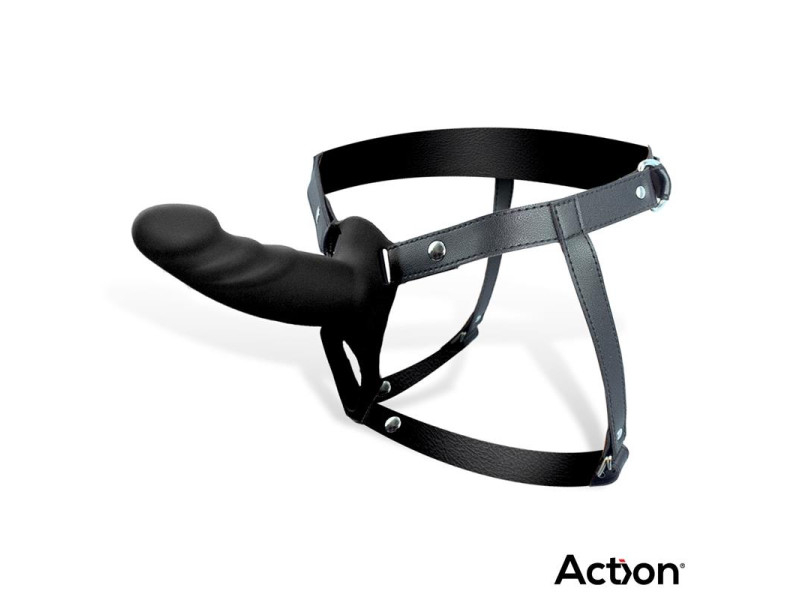 Arnes Strap On con Dildo Hueco Silicona Premium Talla S Negro
