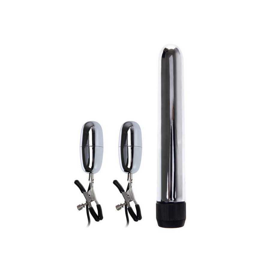 Baile Set Bala Vibrador y Pinzas para Pezones con Vibracion Turbo