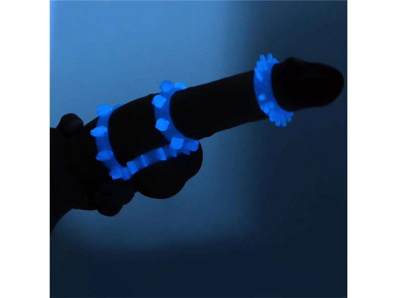 Lumino Play Set 4 Anillo para el Pene Luz Azul