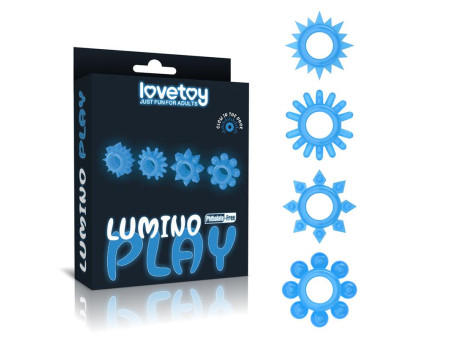 Lumino Play Set 4 Anillo para el Pene Luz Azul