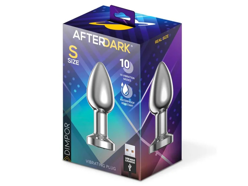 Dimpor Plug Anal Cromado con Vibracion USB Magnetico Talla S