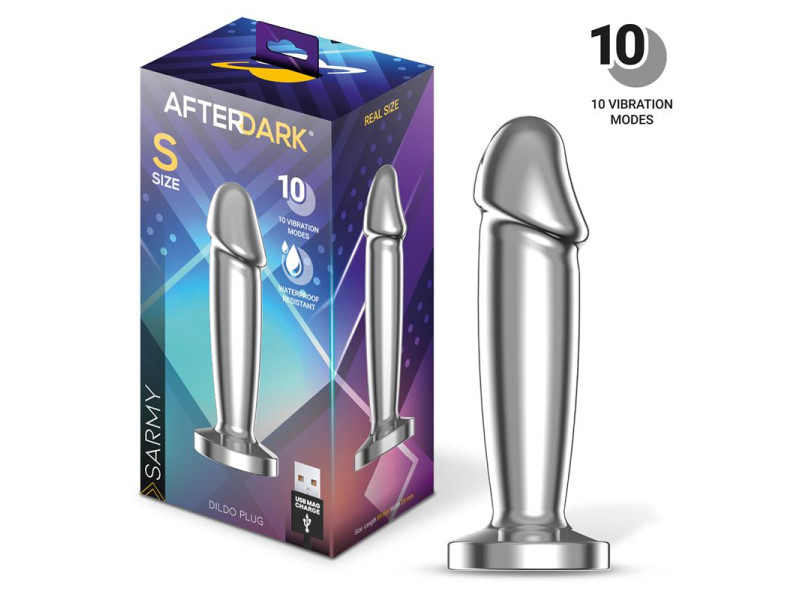 Sarmy Plug Anal Cromado con Vibracion USB Magnetico Talla S