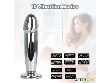 Sarmy Plug Anal Cromado con Vibracion USB Magnetico Talla S