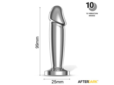 Sarmy Plug Anal Cromado con Vibracion USB Magnetico Talla S