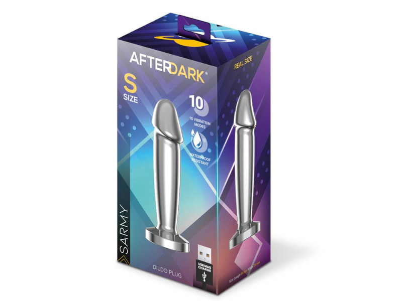 Sarmy Plug Anal Cromado con Vibracion USB Magnetico Talla S