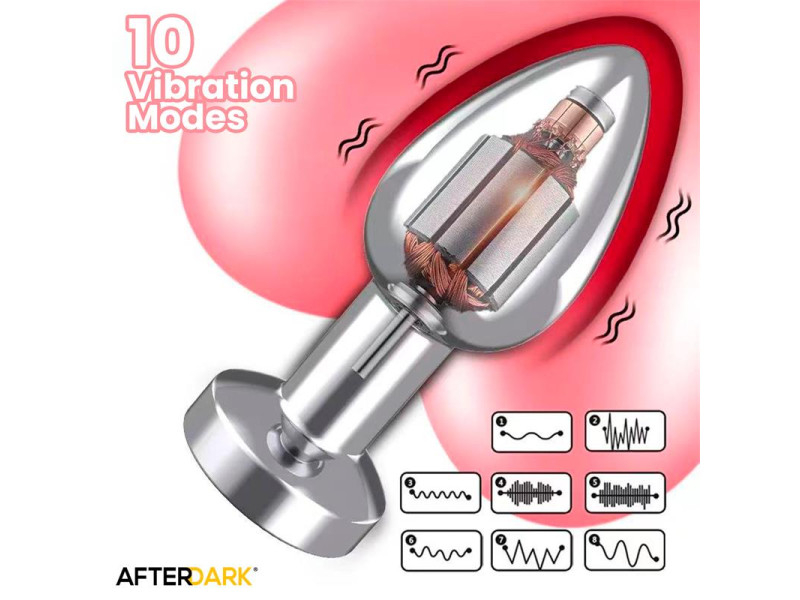 Dimpor Plug Anal Cromado con Vibracion USB Magnetico Talla L