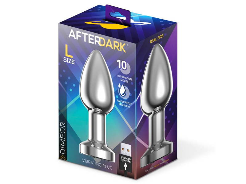 Dimpor Plug Anal Cromado con Vibracion USB Magnetico Talla L