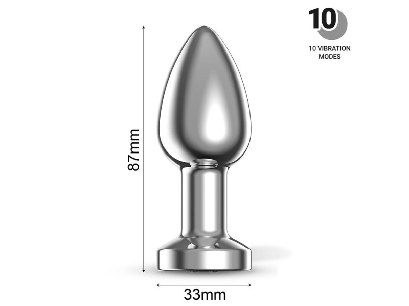 Dimpor Plug Anal Cromado con Vibracion USB Magnetico Talla M