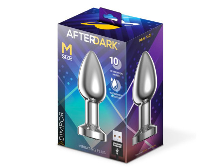 Dimpor Plug Anal Cromado con Vibracion USB Magnetico Talla M