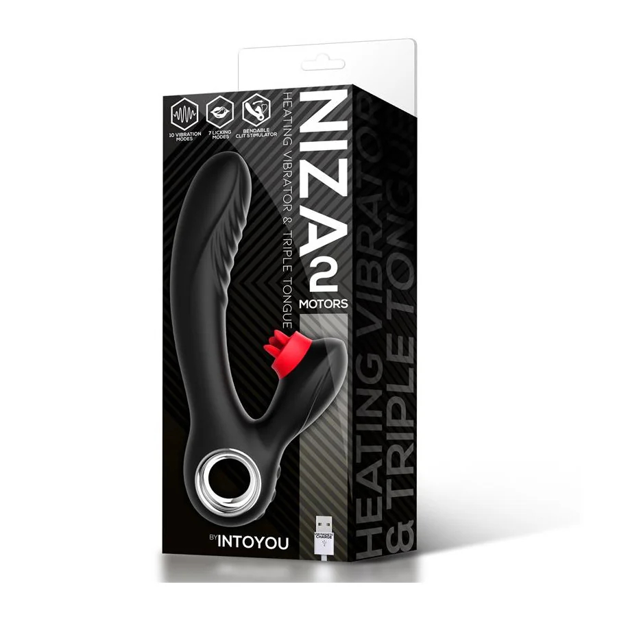 Niza Vibrador con Calor y Triple Lengua Estimuladora de Clitoris