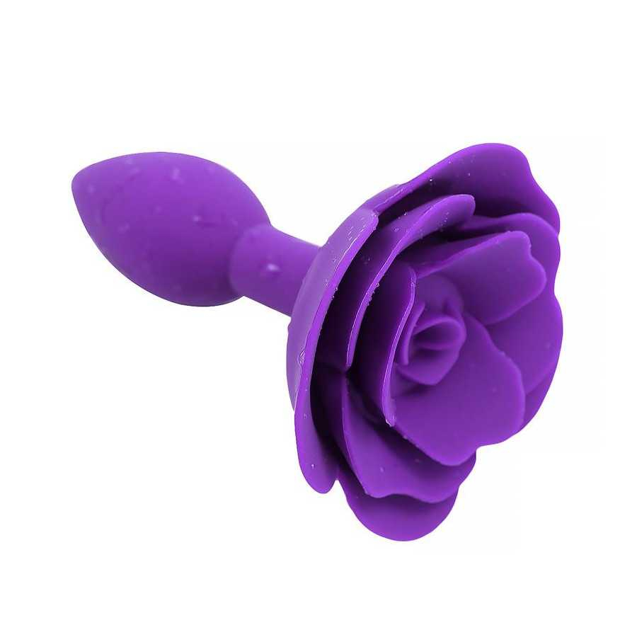 Plug Anal de Silicona con Rosa Purpura