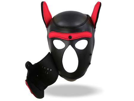 Hound Mascara de Perro Neopreno Hocico Extraible Negro Rojo Talla Unica