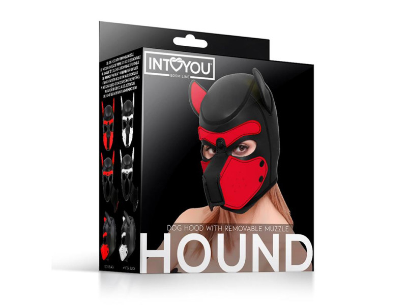 Hound Mascara de Perro Neopreno Hocico Extraible Negro Rojo Talla Unica