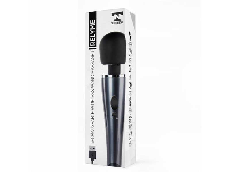 Wand Massager Relyme USB Silicone Black