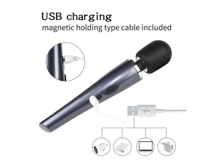 Wand Massager Relyme USB Silicone Black