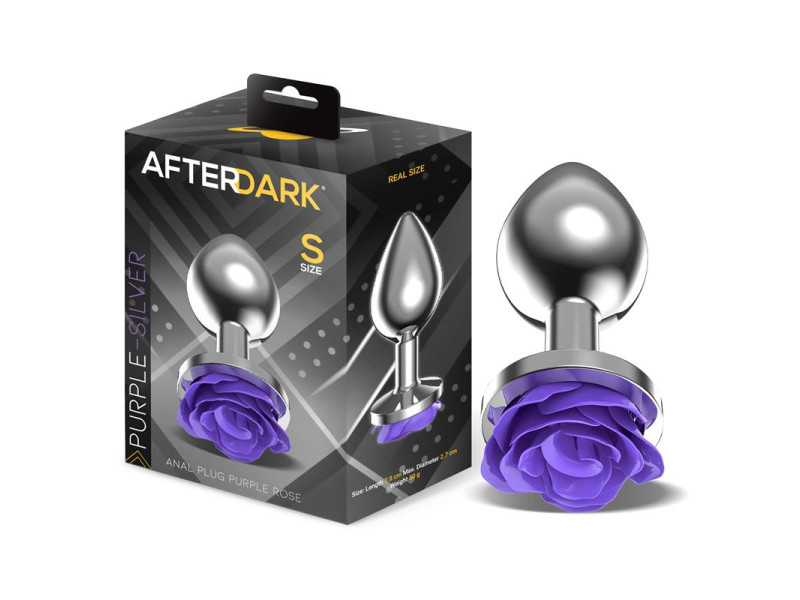 Plug Anal de Metal con Rosa Purpura en la Base Talla S Plug Anal de Metal con Rosa Purpura en la Base Talla S