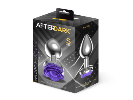 Plug Anal de Metal con Rosa Purpura en la Base Talla S Plug Anal de Metal con Rosa Purpura en la Base Talla S