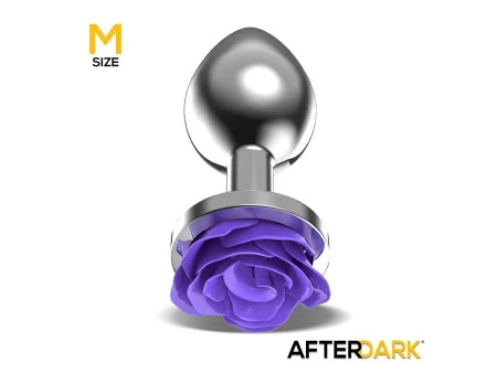 Plug Anal de Metal con Rosa Purpura en la Base Talla M