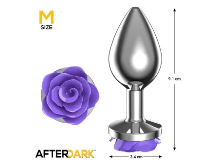 Plug Anal de Metal con Rosa Purpura en la Base Talla M