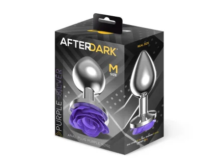 Plug Anal de Metal con Rosa Purpura en la Base Talla M