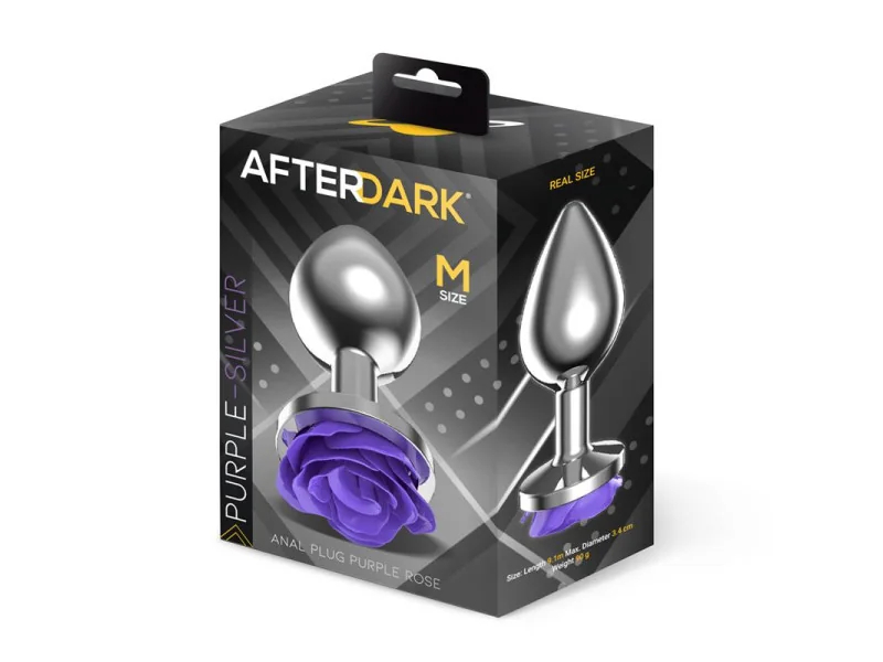 Plug Anal de Metal con Rosa Purpura en la Base Talla M