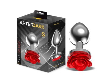 Plug Anal de Metal con Rosa Roja en la Base Talla S Plug Anal de Metal con Rosa Roja en la Base Talla S