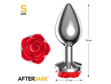 Plug Anal de Metal con Rosa Roja en la Base Talla S Plug Anal de Metal con Rosa Roja en la Base Talla S
