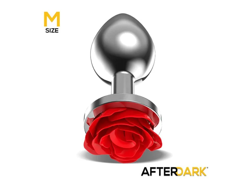 Plug Anal de Metal con Rosa Roja en la Base Talla M