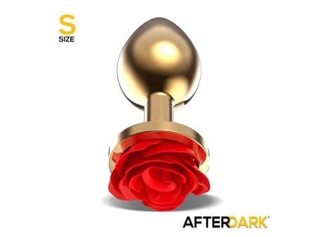 Plug Anal de Metal Dorado con Rosa Roja en la Base Talla S Plug Anal de Metal Dorado con Rosa Roja en la Base Talla S