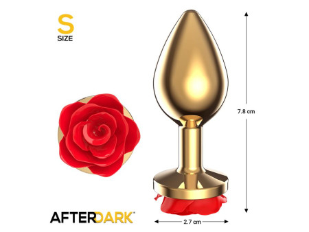Plug Anal de Metal Dorado con Rosa Roja en la Base Talla S Plug Anal de Metal Dorado con Rosa Roja en la Base Talla S