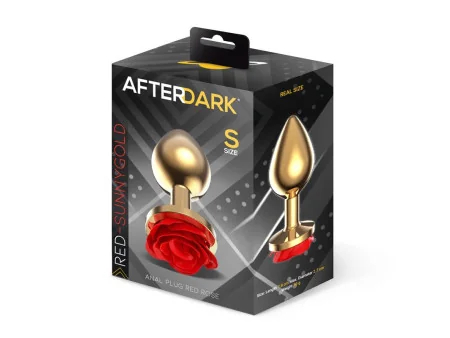 Plug Anal de Metal Dorado con Rosa Roja en la Base Talla S Plug Anal de Metal Dorado con Rosa Roja en la Base Talla S