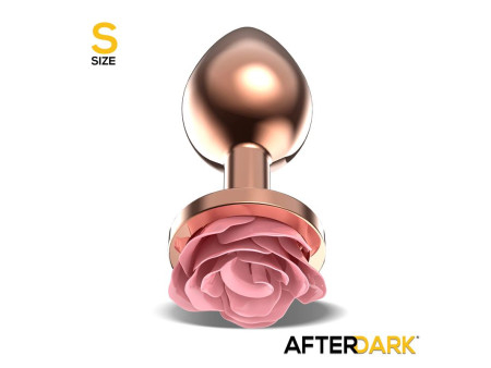 Plug Anal de Metal Oro Rosa con Rosa Rosa en la Base Talla S